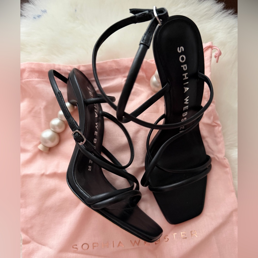 New! Sophia Webster Black Heels with Pearl Details